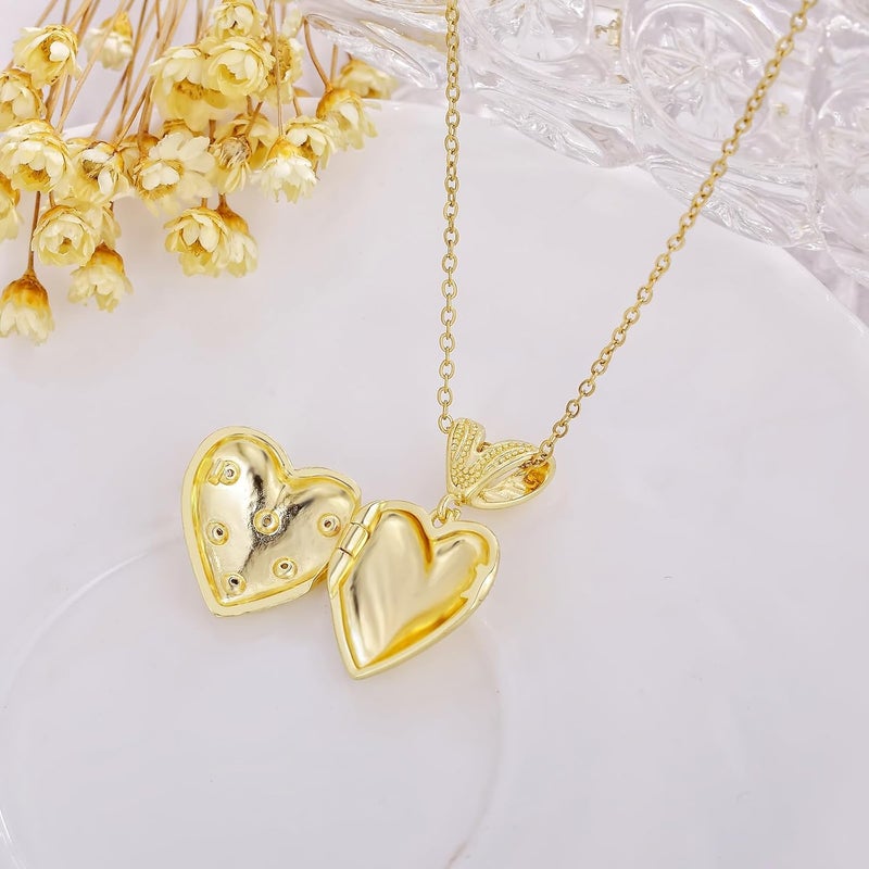 YOUFENG Love Heart Locket Necklace that Holds Pictures Photo Locket Birthday Gifts - Image 3